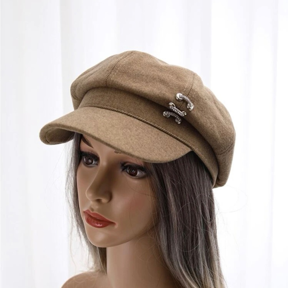 Baker Boy Hat NEW Tan with Rhinestones